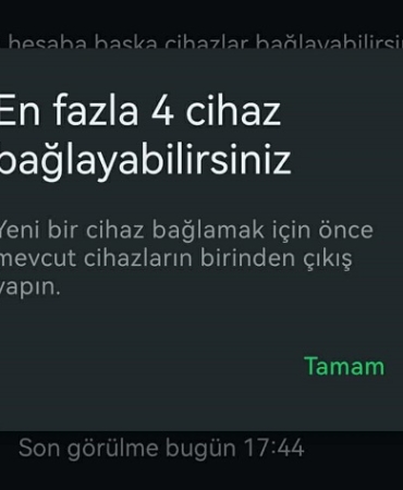 WhatsApp “En Fazla 4 Cihaz Bağlayabilirsiniz” Hatası ve Çözümü